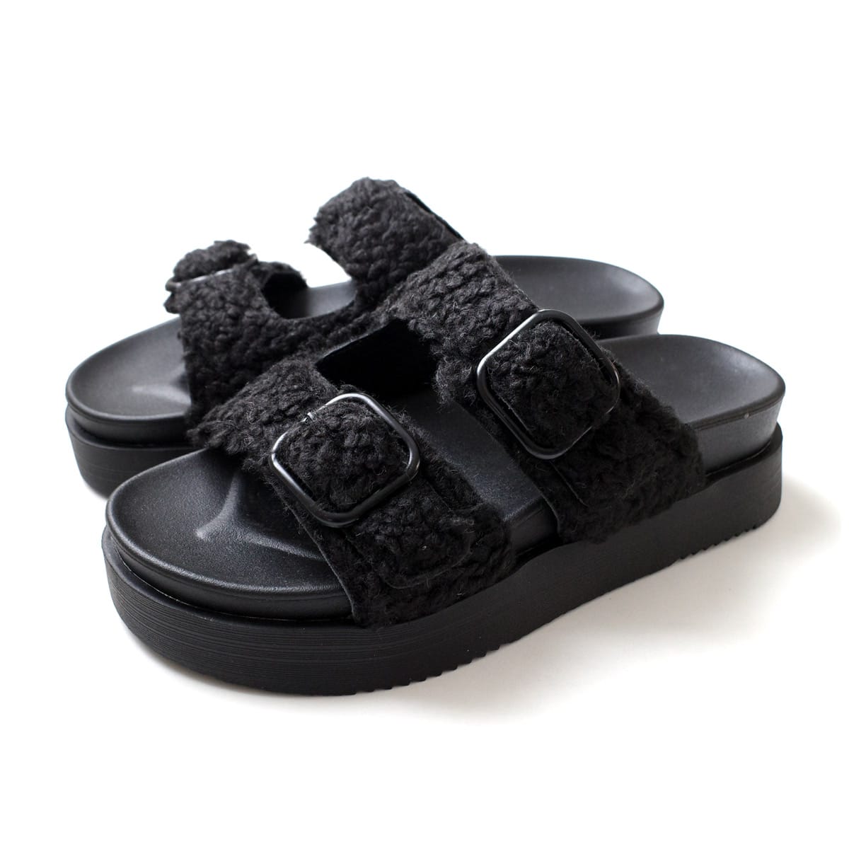 AmiAmi（アミアミ） サンダル スリッパ 厚底 レディース ボア ファー