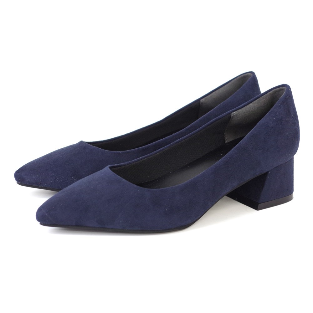カラバリ Suede & Leather Pumps スエード＆レザー パンプス AmiAmi チャンキーヒールパンプス レディース 秋冬 ポインテッド