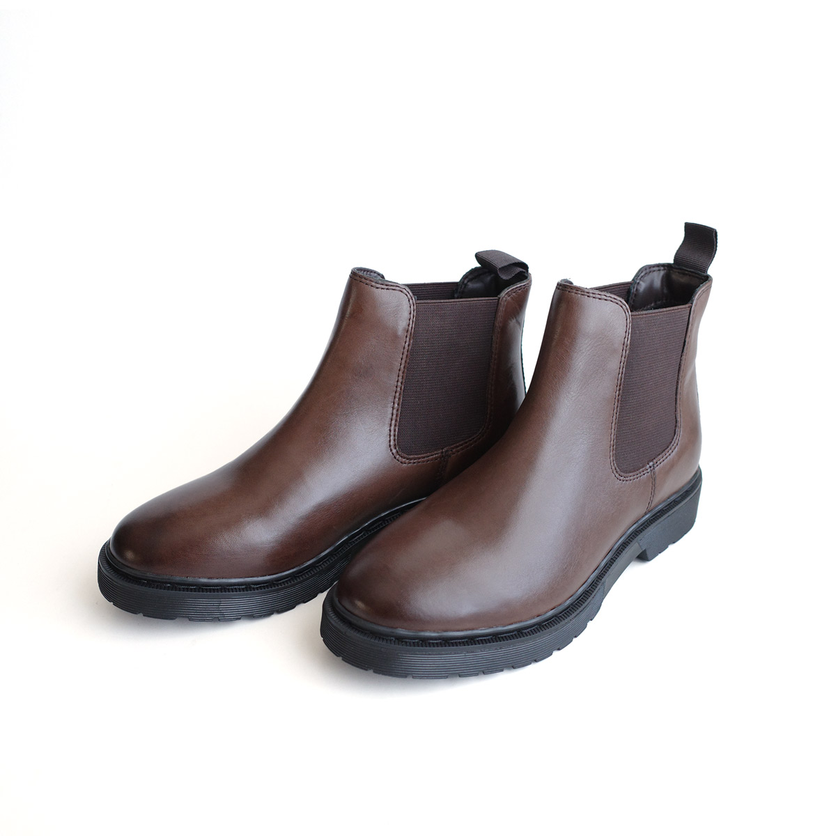 ✨美品✨ pedala ダークブラウン レザーショートブーツ サイドジップ 3E 本革 羊革 レザー チャンキーヒール ショートブーツ ポインテッドトゥ