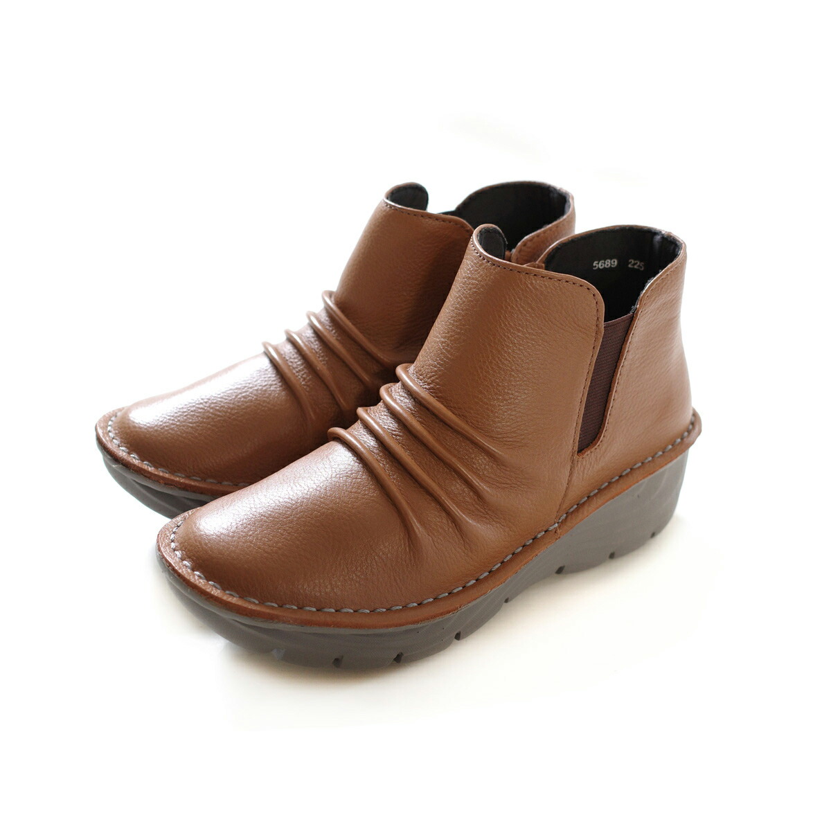 ブーツ ショートブーツ 厚底 本革 レディース 軽量 3E ウェッジソール