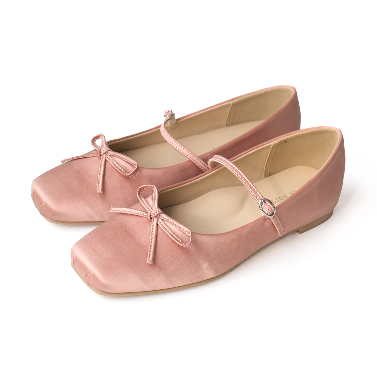 ピンク バレエシューズ クロスストラップ セール】クロスベルトクラッシュサテンバレエシューズ（パンプス