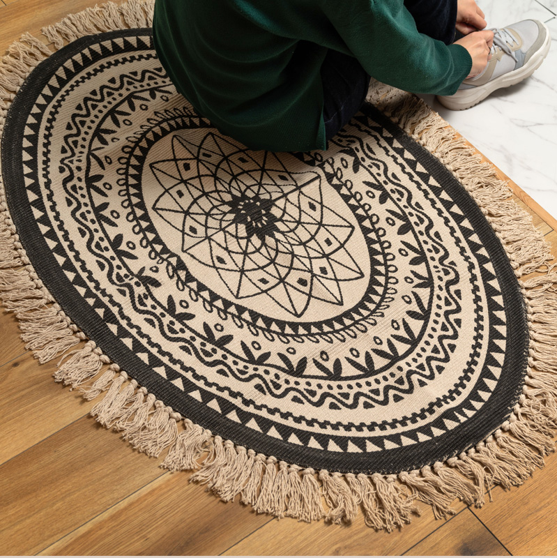 ラグ オーバル アクセント ラウンド 120×70cm 楕円 エスニック