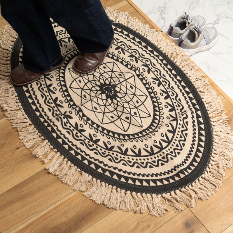 ラグ オーバル アクセント ラウンド 120×70cm 楕円 エスニック