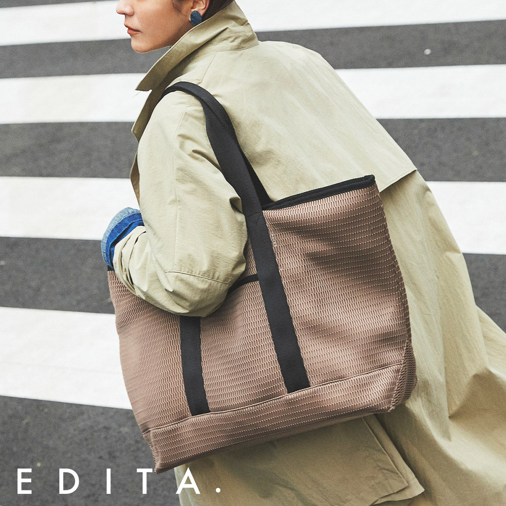 EDITA. トートバッグ 大きめ トート 軽量 チャック ポケット多い