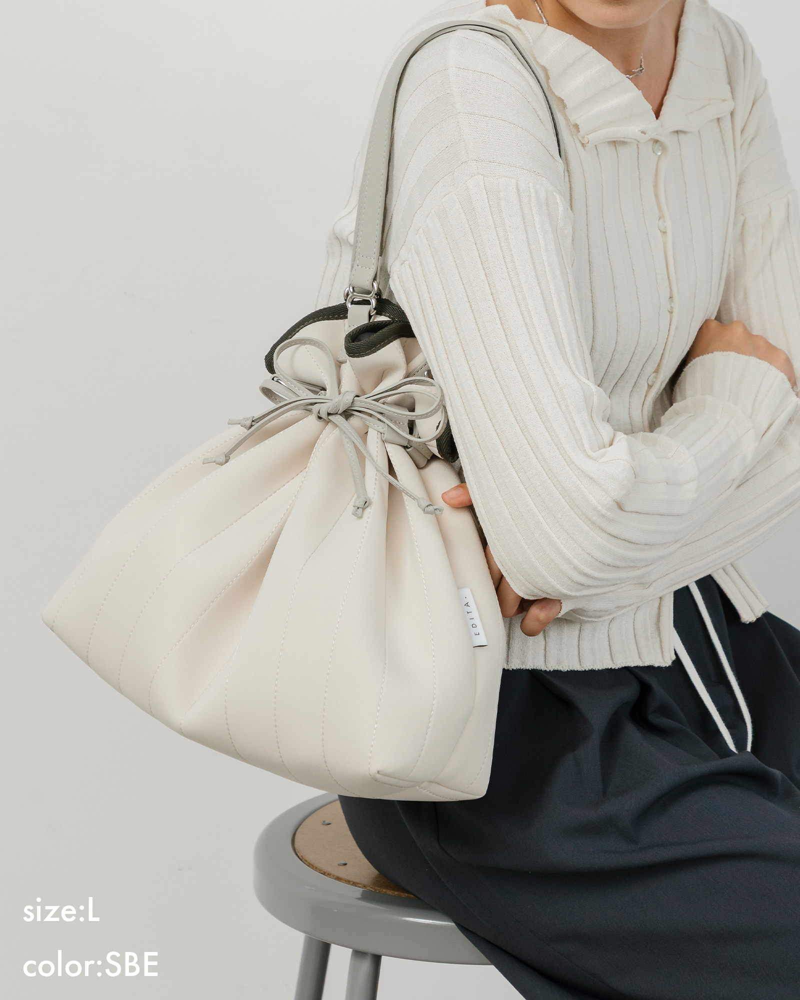 EDITA.（エディータ） 巾着バッグ A4対応 洗える 軽い 大容量 2way