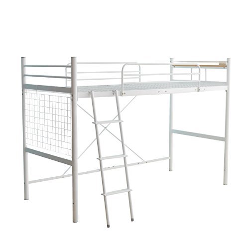 シルバー ロフトベッド シングルサイズ はしご付き ベッド ロフトベッド パイプベッド シングル ハイタイプ はしご