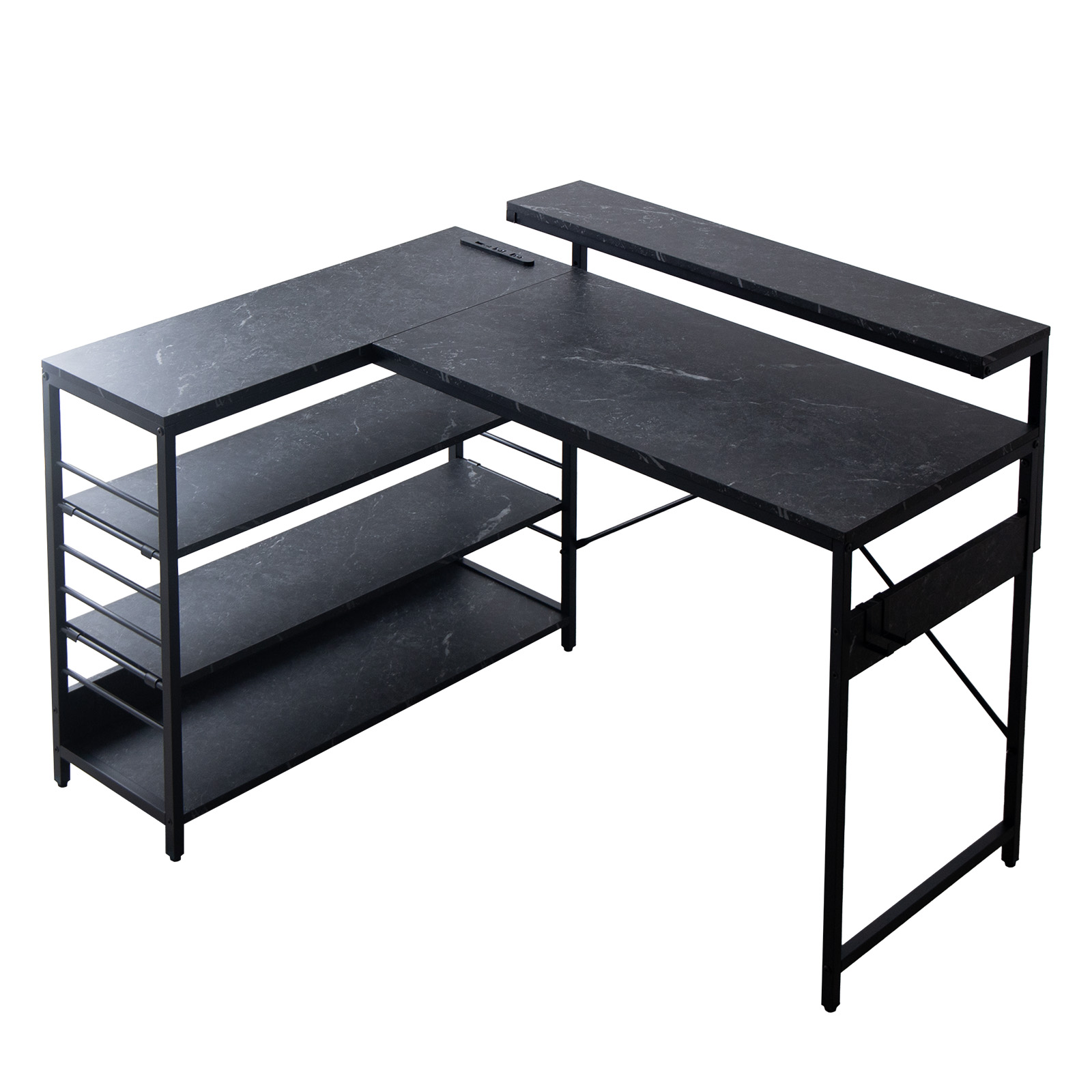 L字デスク デスク l字型 エル コーナー 収納 可動棚 デュアル モニター