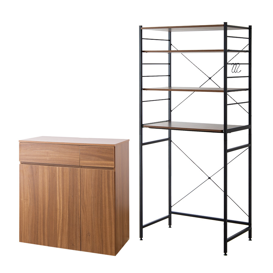 ゴミ箱付きキッチンラック ごみ箱 ゴミ箱上ラック 食器棚 レンジ台