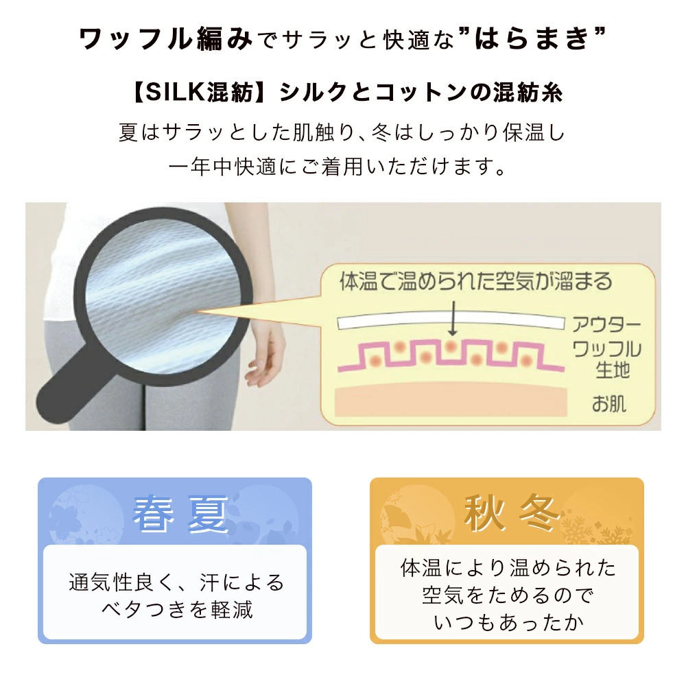 ワッフル編みでサラッと快適な腹巻