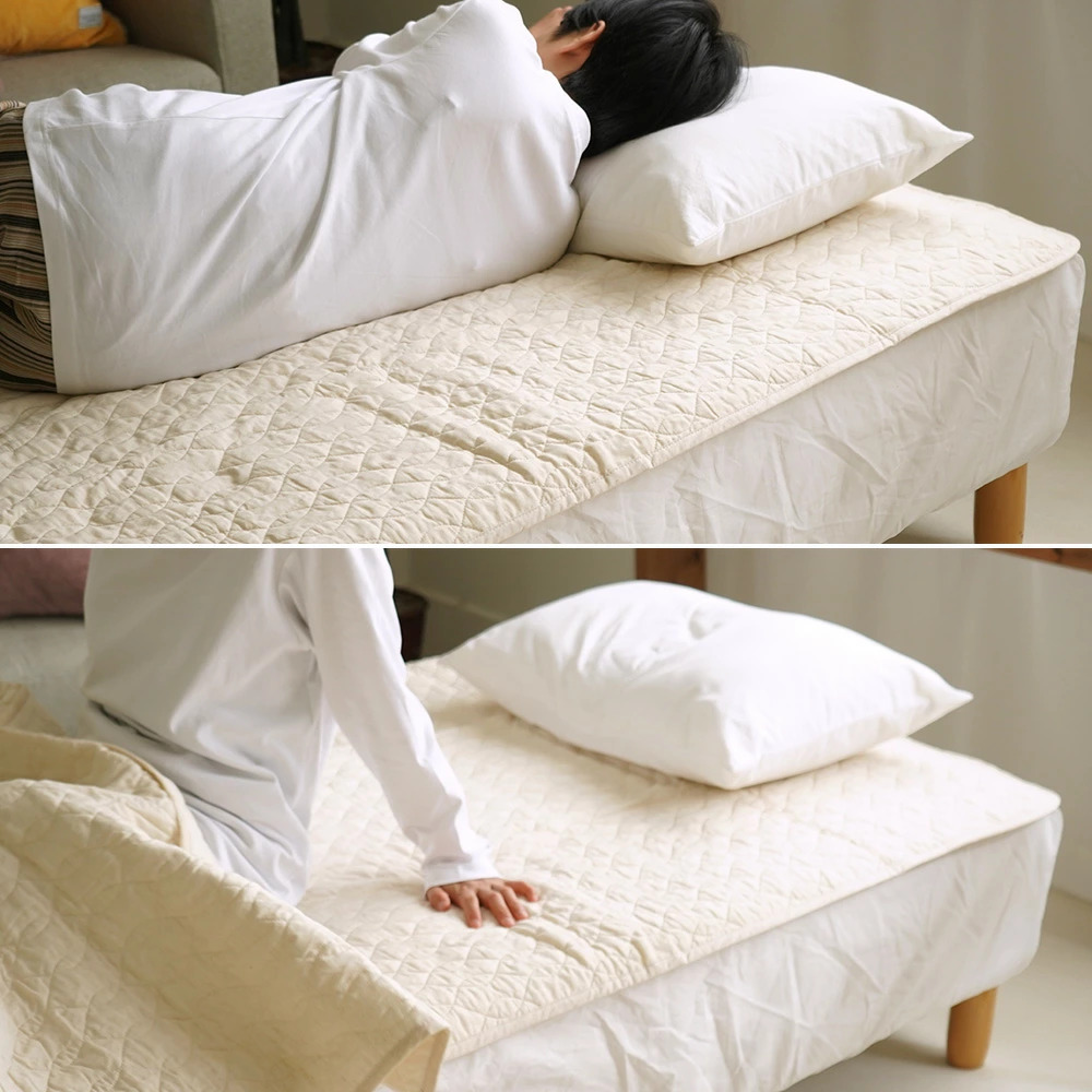 敷きパッド シングルサイズ 100×205cm リネン コットンガーゼ 脱脂綿