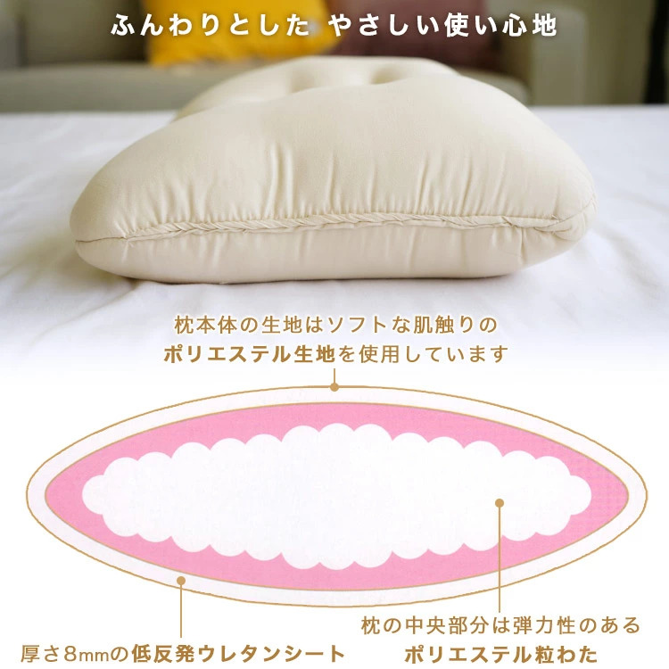 西川（nishikawa） 枕 35×50cm ふんわりまくら 低反発シート入り つぶ