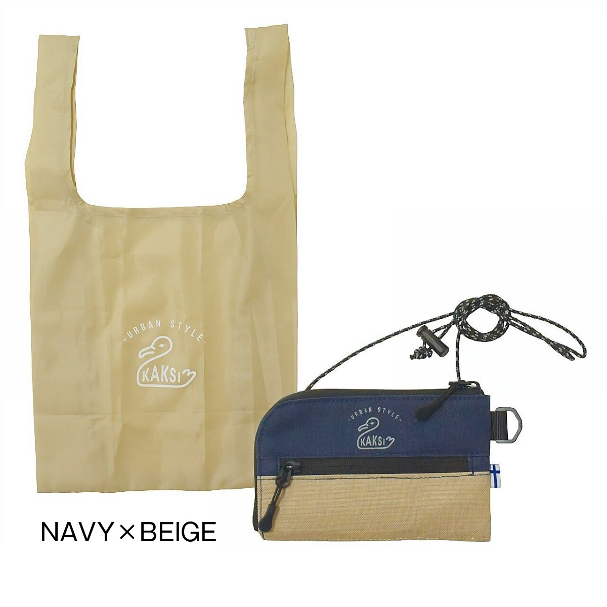 カクシ KAKSI チョイセストショルダー エコバッグ付き NAVY×BEIGE