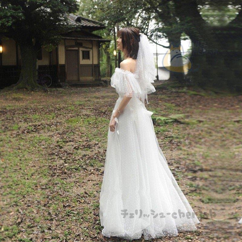 セミオーダーウエディングドレス袖あり白安い結婚式aラインロング