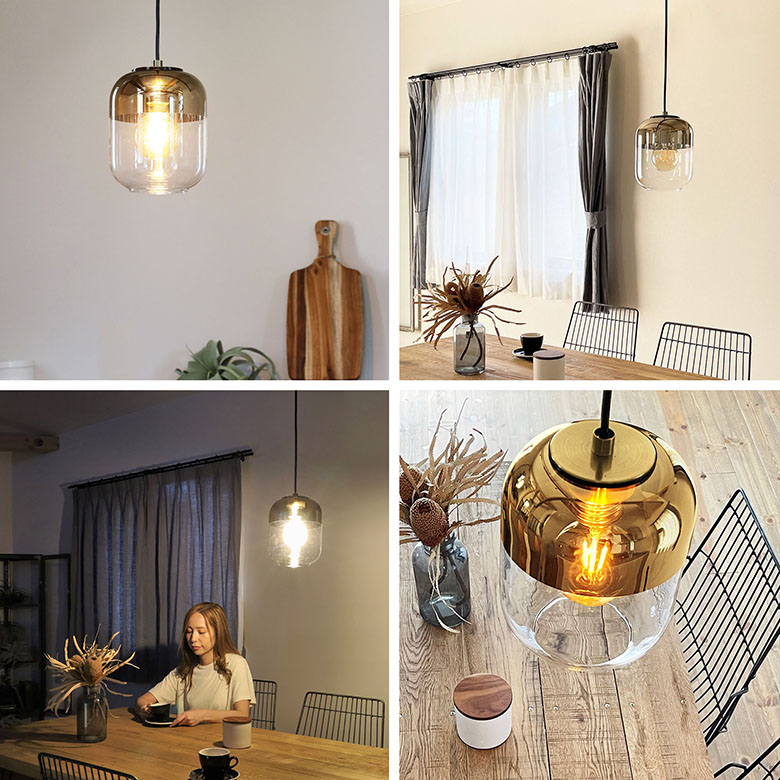 LED ペンダントライト 照明 ガラス 17cm おしゃれ ゴールド クリア
