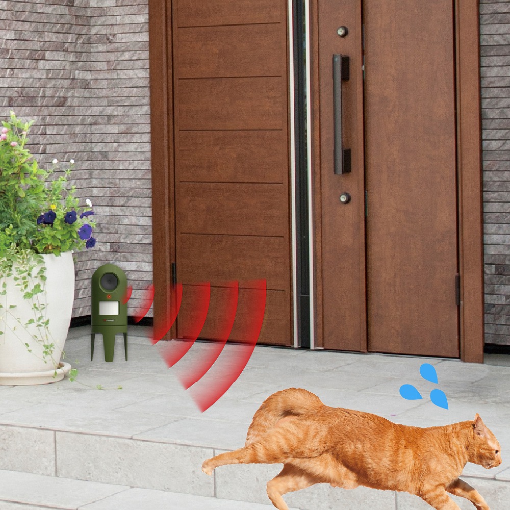 ネコよけ 猫しっし センサー 超音波 強力 野良猫 猫対策 撃退 逃げる 猫公害 忌避 花壇 庭 駐車場 玄関 ベランダ 物置 畑 防滴 ガレージ 小型 乾電池式 |  | 01