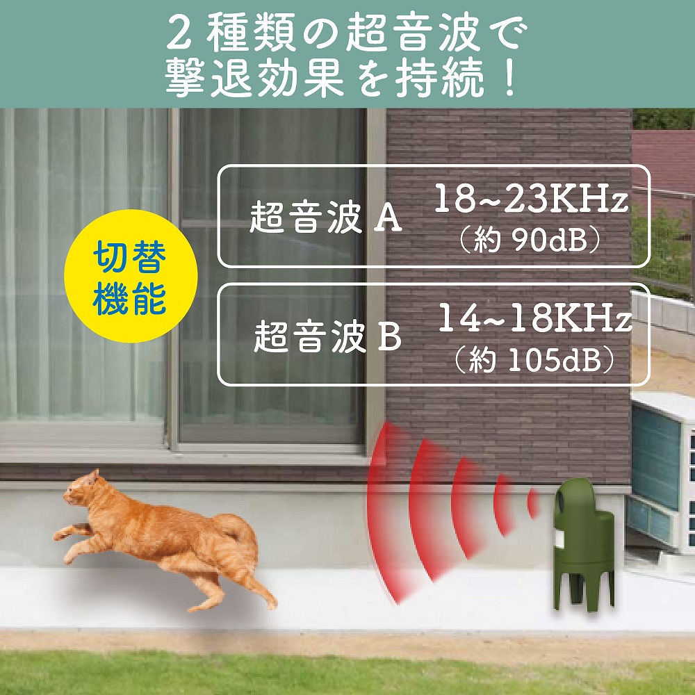 ネコよけ 猫しっし センサー 超音波 強力 野良猫 猫対策 撃退 逃げる 猫公害 忌避 花壇 庭 駐車場 玄関 ベランダ 物置 畑 防滴 ガレージ 小型 乾電池式 |  | 07