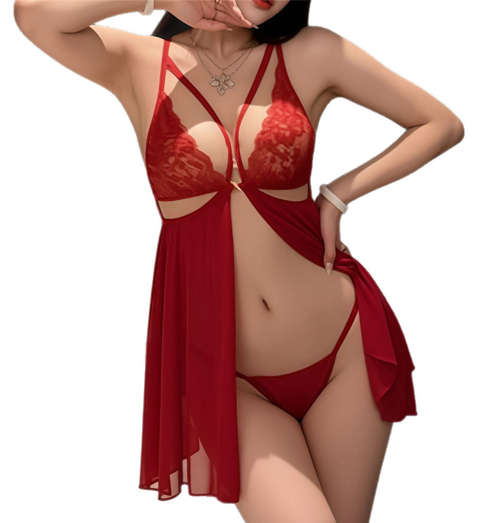 ベビードール　セクシーランジェリー　レース　下着　Tショーツ レッド 赤 Amazon.co.jp: [JPAYAROGOAN] セクシー 透け ブラ tバックショーツ