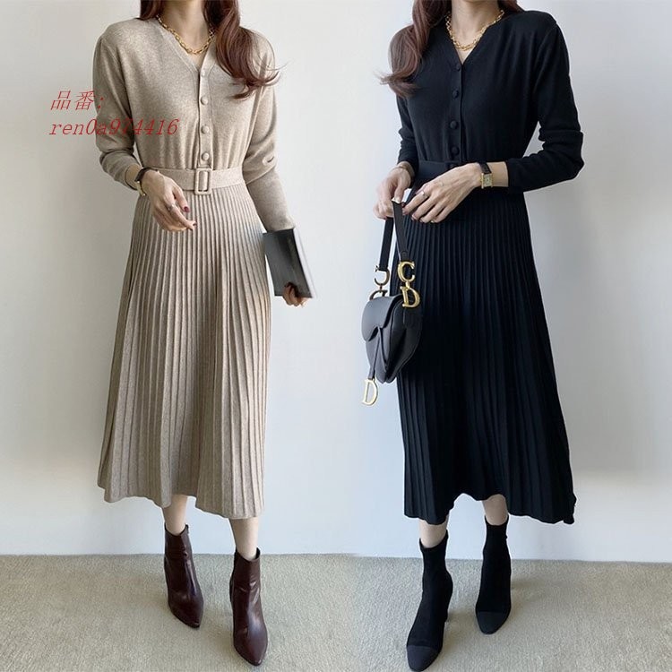 ニットワン ニットワンピース ニット ワンピース レディース プリーツスカート 長袖 おしゃれ シンプル ブラック レディース イベント 美人 リラックス ナチュラル Hl0923 Te42 ローズマリーモール 通販 Yahoo ショッピング ワンピース