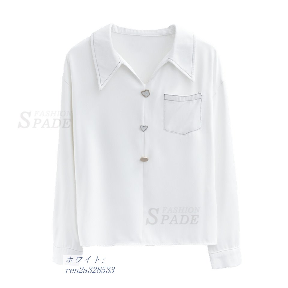 SPADE 2022秋服 新着 長袖 白いシャツ 女性 シャツ 韓国風 洋風 トップス 上着 ポロ襟