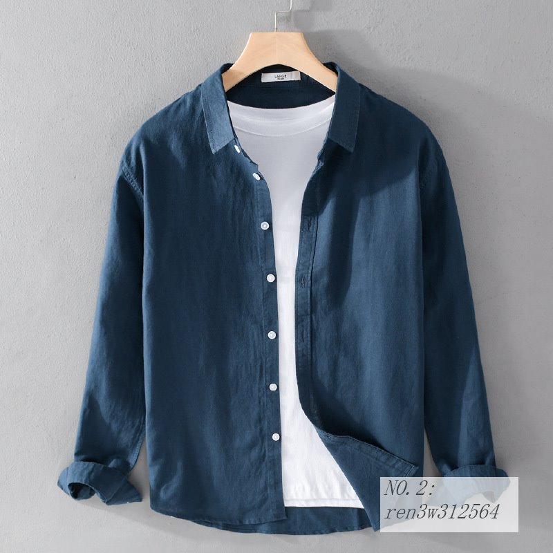 リネンシャツ 長袖シャツ メンズ カジュアルシャツ ゆったり SHIRT シンプル 春夏秋 おしゃれ 綿麻 トップス 快適 コットン シャツジャケット カーディガン | ブランド登録なし | 02
