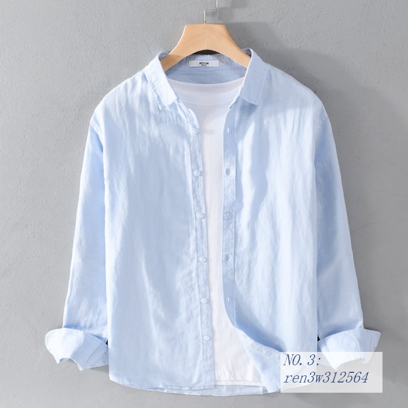 リネンシャツ 長袖シャツ メンズ カジュアルシャツ ゆったり SHIRT シンプル 春夏秋 おしゃれ 綿麻 トップス 快適 コットン シャツジャケット カーディガン | ブランド登録なし | 03