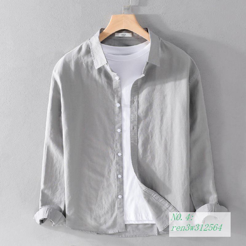 リネンシャツ 長袖シャツ メンズ カジュアルシャツ ゆったり SHIRT シンプル 春夏秋 おしゃれ 綿麻 トップス 快適 コットン シャツジャケット カーディガン | ブランド登録なし | 04