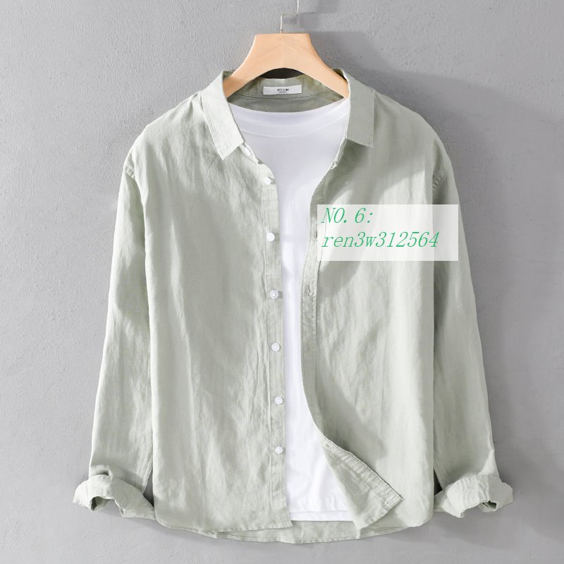 リネンシャツ 長袖シャツ メンズ カジュアルシャツ ゆったり SHIRT シンプル 春夏秋 おしゃれ 綿麻 トップス 快適 コットン シャツジャケット カーディガン | ブランド登録なし | 06