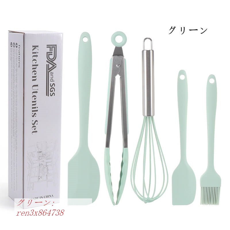 キッチン用品 調理器具 スパチュラ ヘラ シリコン 耐熱 フライ返し キッチンツール へら・スパチュラ料理用シリコンヘラ 5本セット 調理スパチュラ｜egret-street3rd｜04