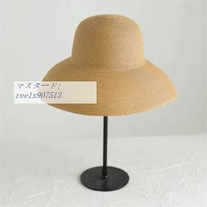 手編みストローHAT 帽子 レディース UV 紫外線対策 折りたたみ 女性 日よけ帽子 UVカット ...