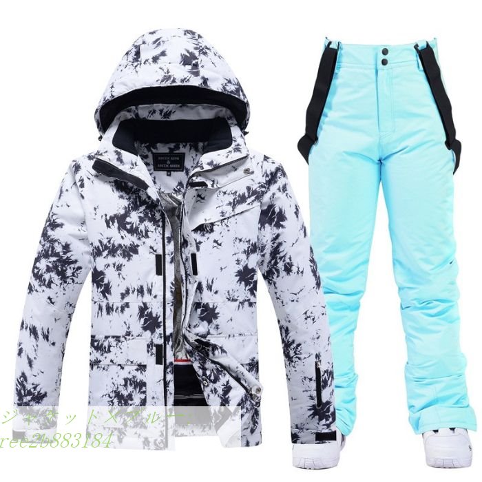 レディーススキーウェア上下セット 男女兼用 暖かめなジャケット パンツ レジャースポート スノーボー...
