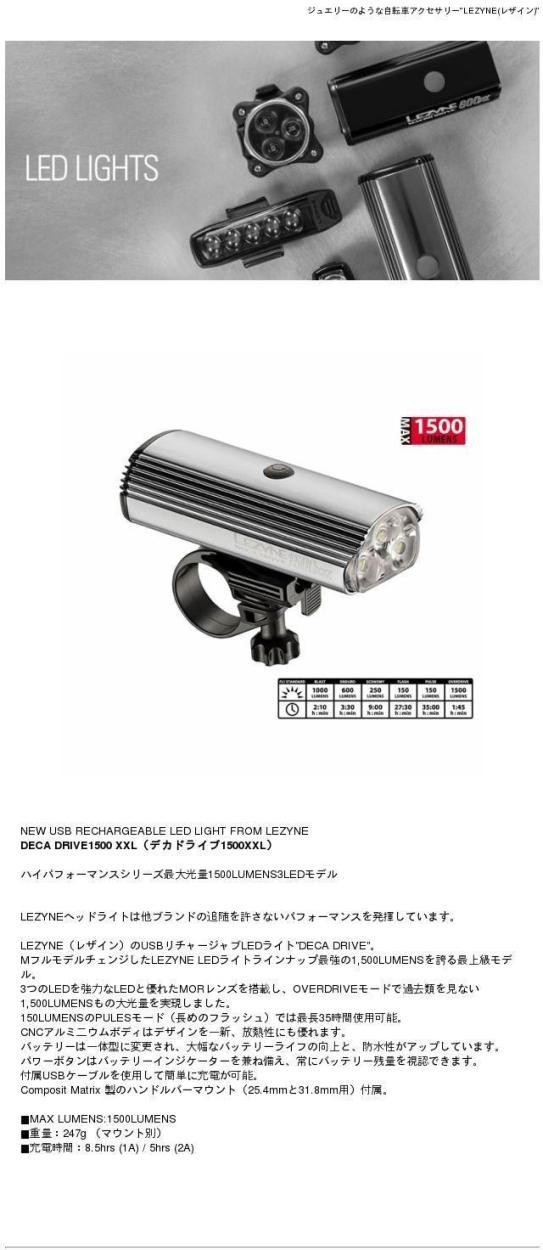 1500LUMEN LEZYNE（レザイン） DECA DRIVE1500i（デカドライブ1500i