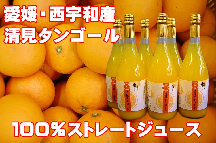 愛媛産 清見100％ストレートジュース（720ml×6本）送料無料