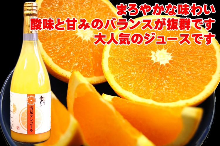 愛媛産 清見100％ストレートジュース（720ml×6本）送料無料