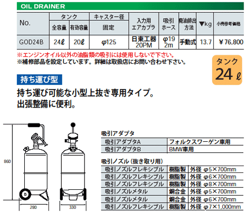 KTC 小型オイルドレーナー (持てるくん) GOD24B : god24b : EHIME