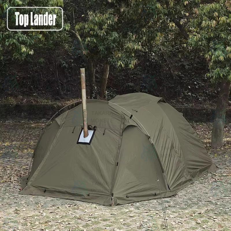 TOP LANDER 4シーズン 煙突付　前室付ドーム/スノースカート付テント トンネルテント ツーリングテント ソロテント ツールームテント 煙突穴