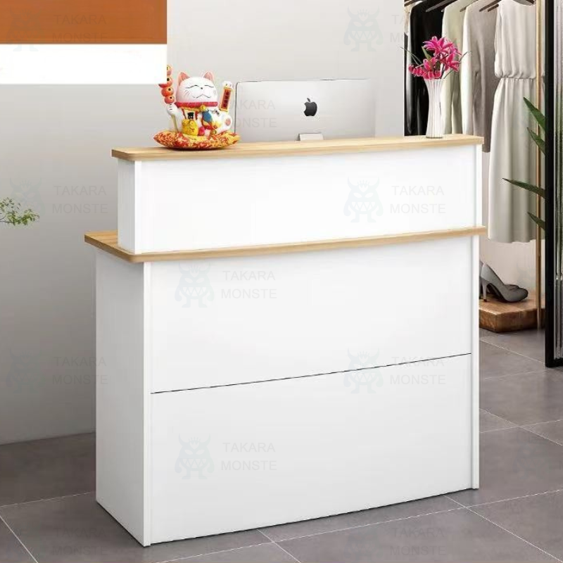 (最終お値下げ,処分予定)レジカウンター引き出し付き レジカウンター 受付カウンター 衣料品店木製のレセプションデスクレジ