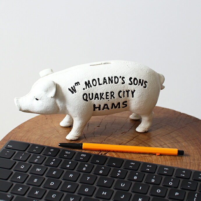 WHYTO（ホワイト） Hams Standing Pig Bank - White ハムズ