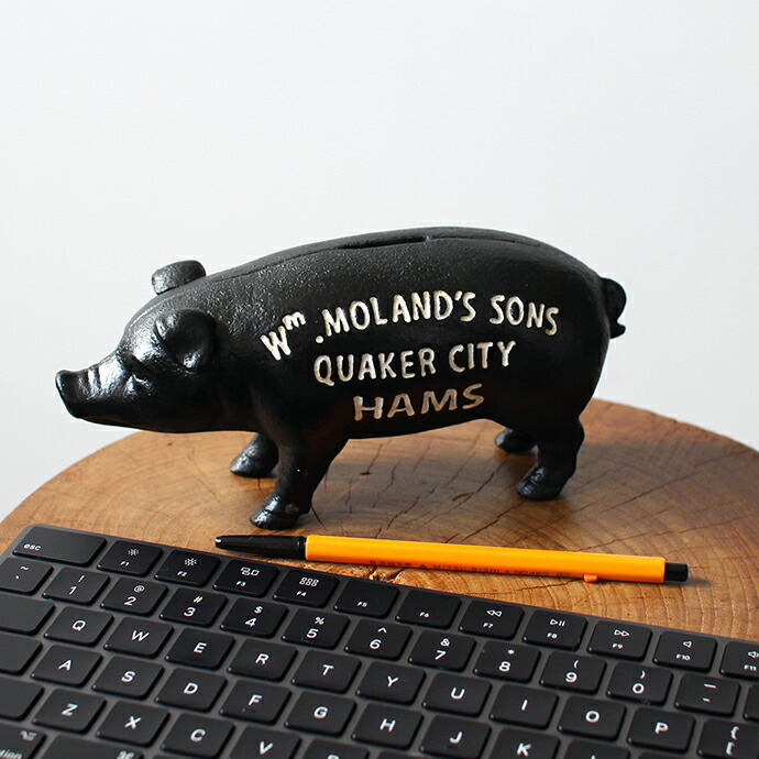 Hams Standing Pig Bank - Black ハムズスタンディングピッグバンク 