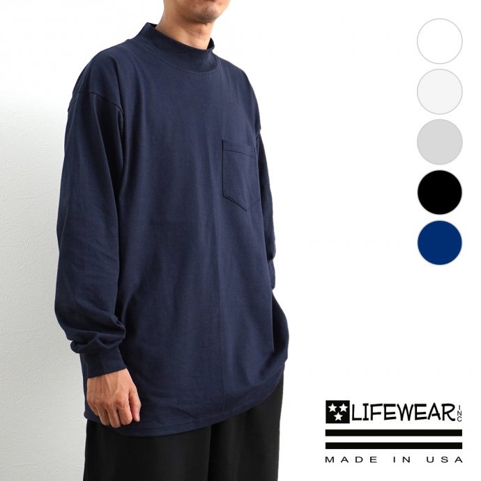 LIFEWEAR Inc. / Mock Neck Long Sleeve Pocket T-Shirts ライフウェア  モックネック長袖ポケットTシャツ 全5色