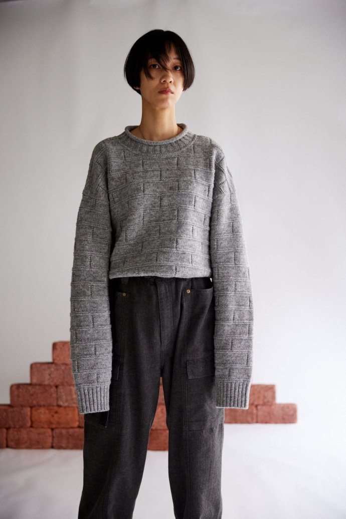 Neweye / Block Knit/ニット・セーター(厚手)/FREE/ウール/GRY/NE22W005 Neweye（ニューアイ） Neweye / NE22W005 Block Knit - Concrete