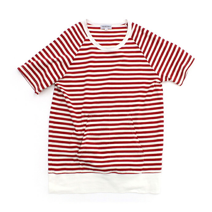 Taurus（トーラス）/ S/S Crewneck Stripe Tee ボーダー ポケットTシャツ Red/White   買い回り 買い周り 買いまわり ポイント消化 73398177.jpg