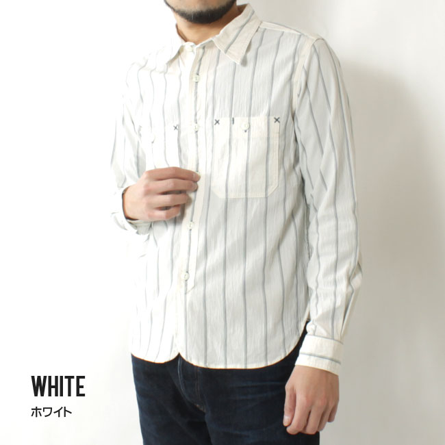 エイトジー ワークシャツ ストライプ 2023春夏 新作 日本製 長袖 EIGHT-G 4.5oz ORGANIC COTTON STRIPE WORK SHIRT 8LS-65｜eightg｜02