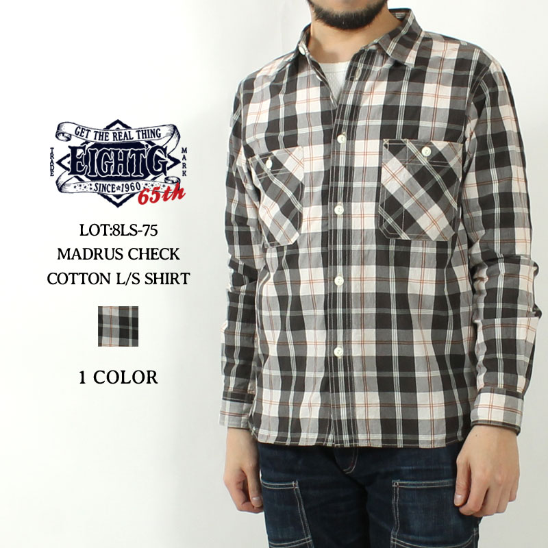 EIGHT-G（エイトジー） ワークシャツ 長袖 メンズ 2025春夏 新作
