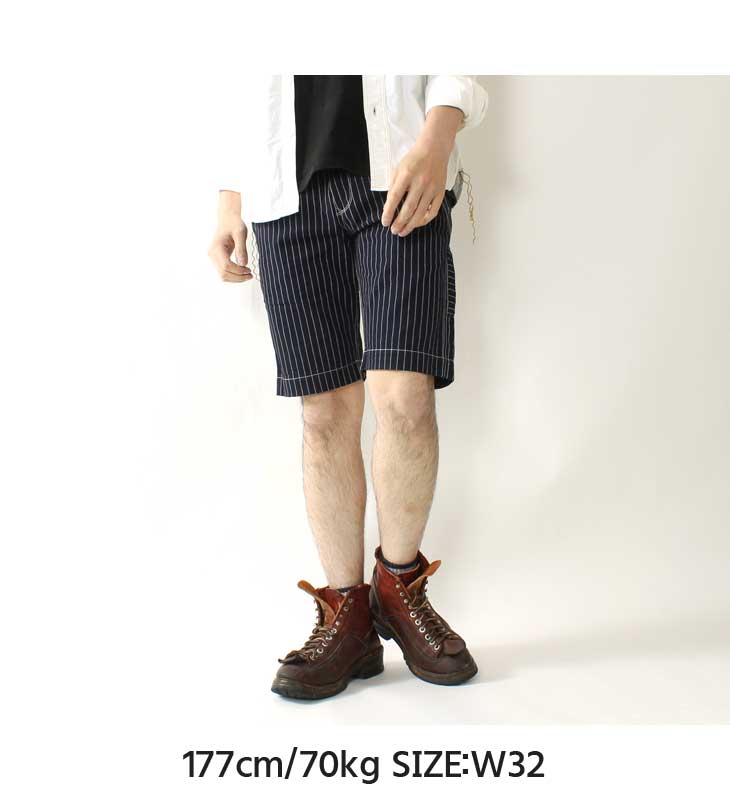 エイトジー ショートパンツ メンズ ウォバッシュストライプ 日本製 ハーフパンツ アメカジ EIGHT-G WABASH STRIPE WORK  SHORT PANTS 8SP-03