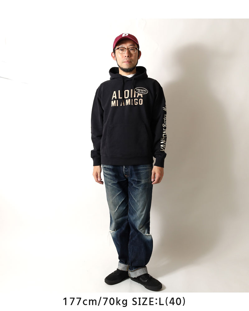 vanson パーカースタジャン ワッペン Mサイズ VANSON（バンソン） パーカー USA製 ロゴ メンズ アメカジ プリント