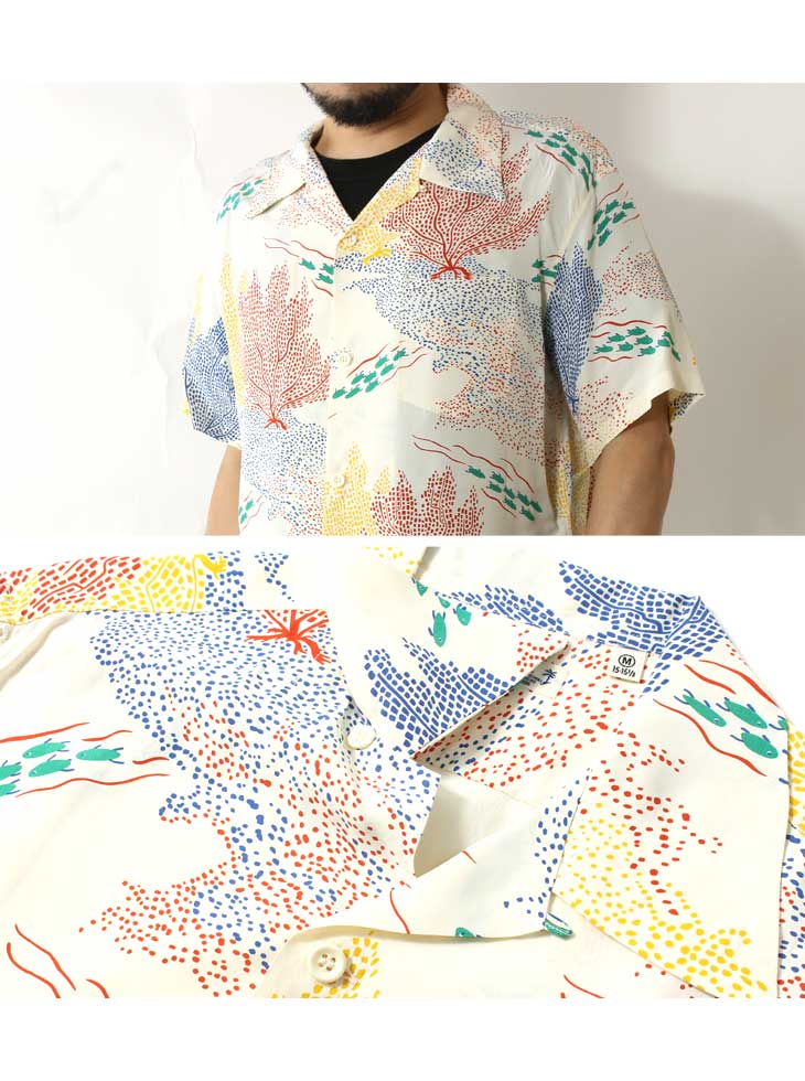 サンサーフ アロハシャツ 2023春夏 新作 SS39025 SUN SURF RAYON HAWAIIAN SHIRT SEAFAN  ハワイアンシャツ ジョンメイグス 洋柄 日本製 メンズ 半袖 大人