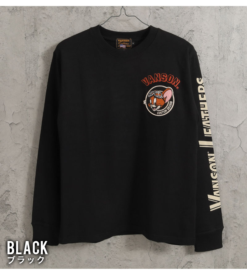 y2k VANSON ロンT 十字架 刺繍 DAY MOON ブラック アメカジ VANSON（バンソン） ロンT トムとジェリー 2026秋冬 新作 TJV-2607