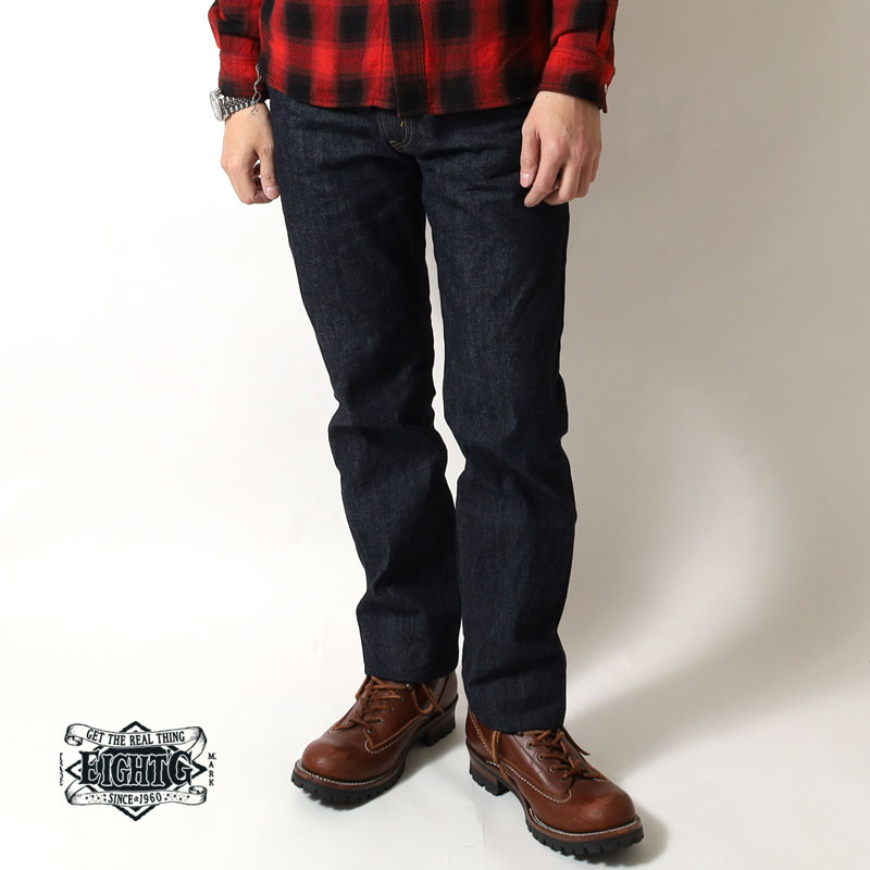 エイトジー ジーンズ メンズ 日本製 チェーンステッチ レギュラーストレート ワンウォッシュ 生デニム デニム 国産 アメカジ EIGHT-G ゼロシリーズ ZERO-003 | EIGHT-G | 01