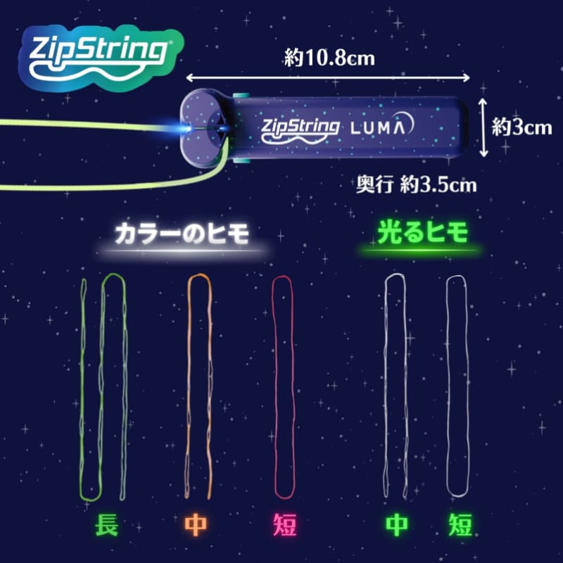 ジップストリング ZipString 【ルーマ 光るヒモ クリアパッケージ