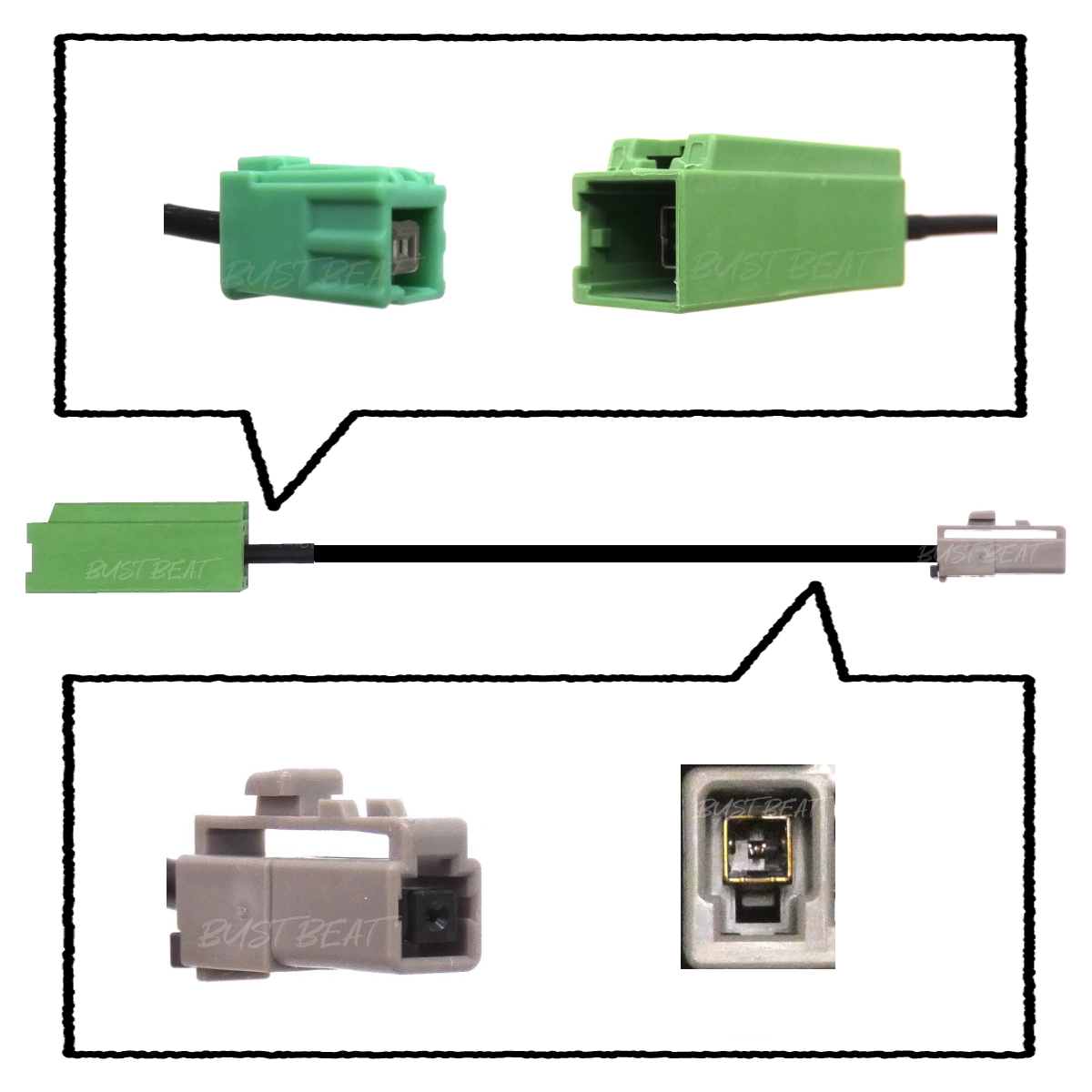 BUST BEAT ケンウッド MDV-D612W 対応 GPS アンテナ 変換 ケーブル HFC
